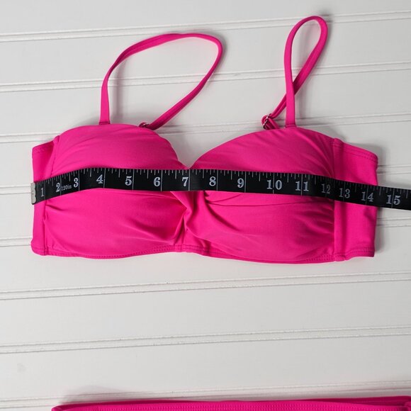 Women's Hot Pink Twist Front Side Shirred Bikini Set by Tempt Me Size S NWOT - Picture 13 of 14